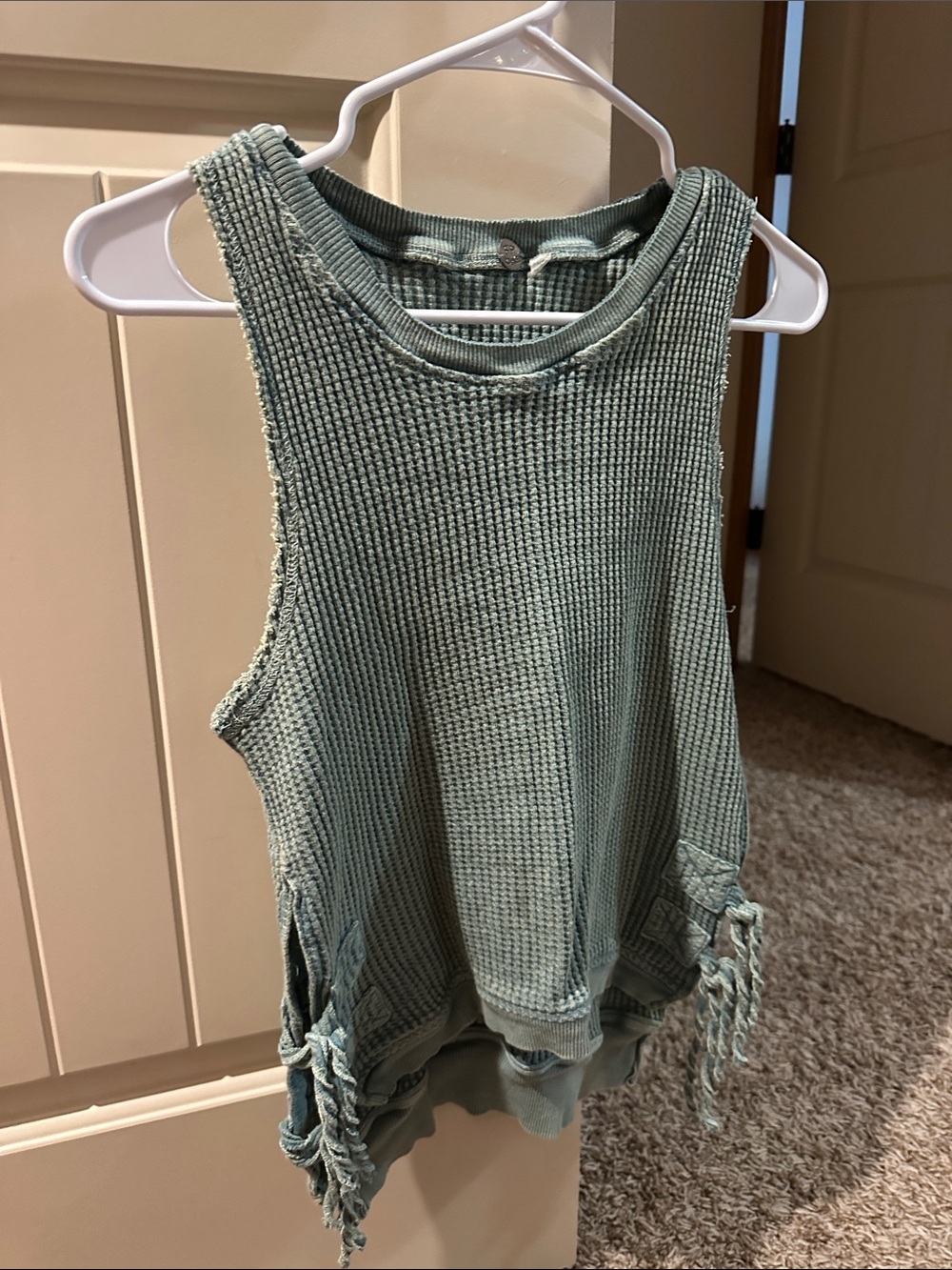 Free people Fp one Waffle Knit Tie-Hem Tank Top - Sage Green